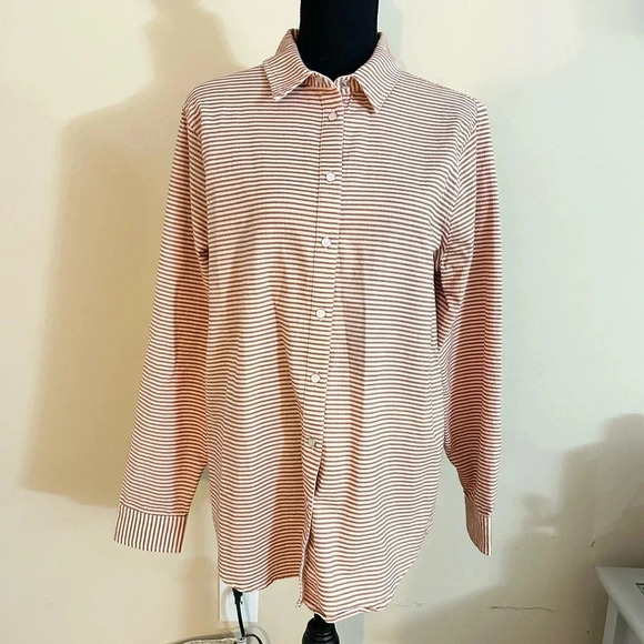 Lands’ End Women's Reversible Boyfriend Fit Long Sleeve Tunic Top - Picture 4 of 7